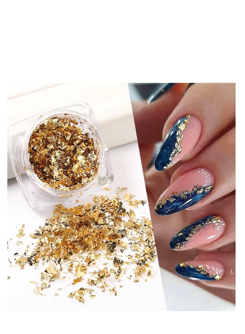 Chrome Nail Powder Metallic Mirror Effect Kits Aluminum Gold Silver Irregular Glitter Flakes Manicure for Decorations