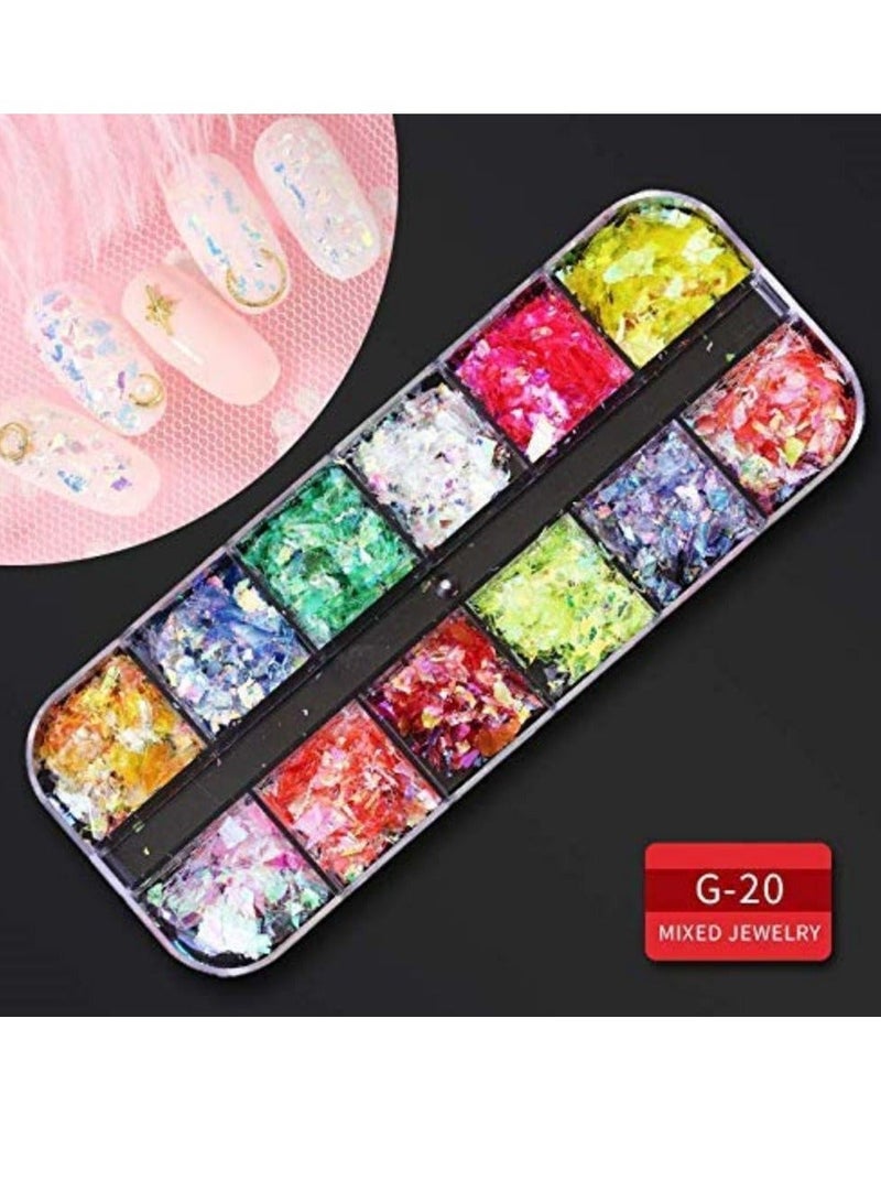 9 boxes Nail RhinestonesNail Gems DiamondsNail Art Studs Crystals Sequins for Nails Kit with 1 Tweezers and 3 Pen Supplies Accessories