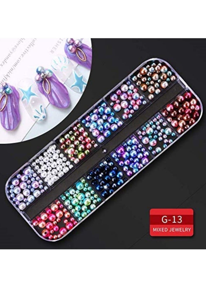 9 boxes Nail RhinestonesNail Gems DiamondsNail Art Studs Crystals Sequins for Nails Kit with 1 Tweezers and 3 Pen Supplies Accessories