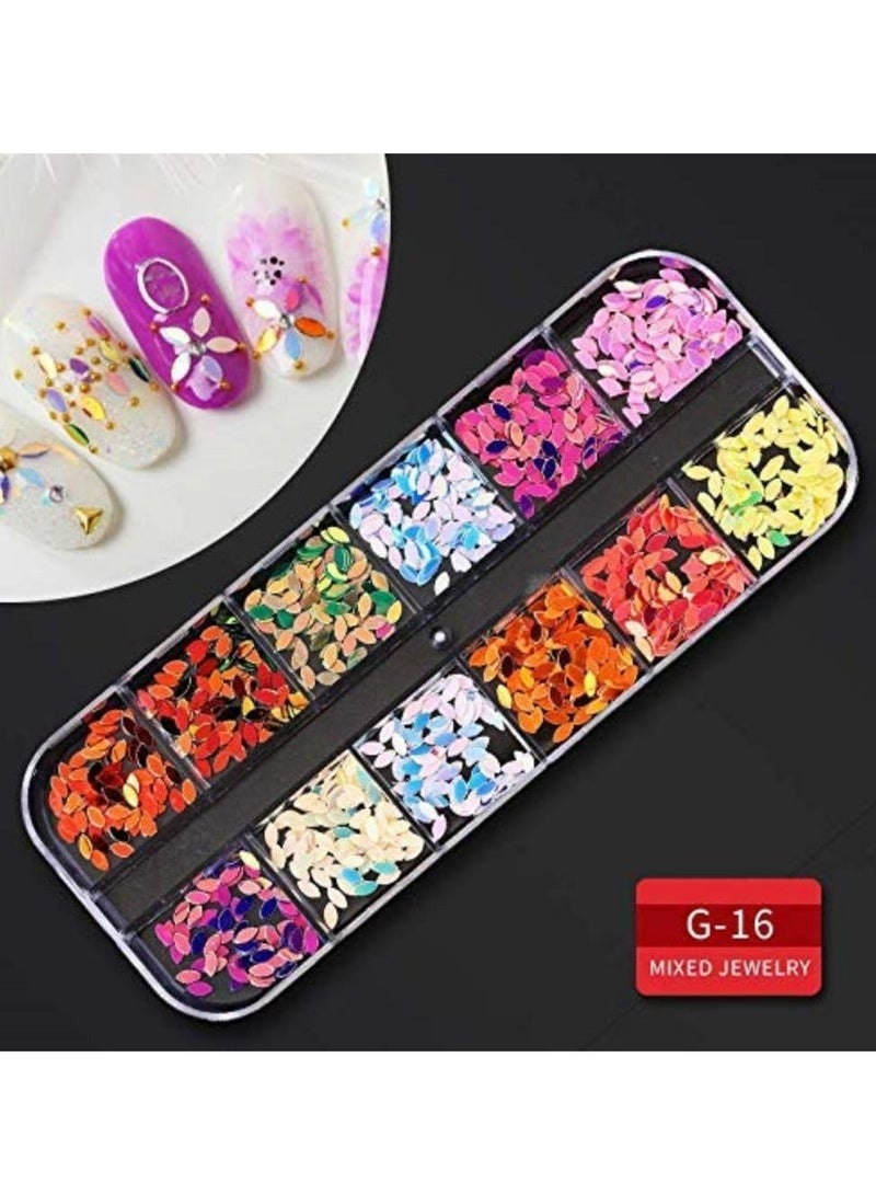 9 boxes Nail RhinestonesNail Gems DiamondsNail Art Studs Crystals Sequins for Nails Kit with 1 Tweezers and 3 Pen Supplies Accessories