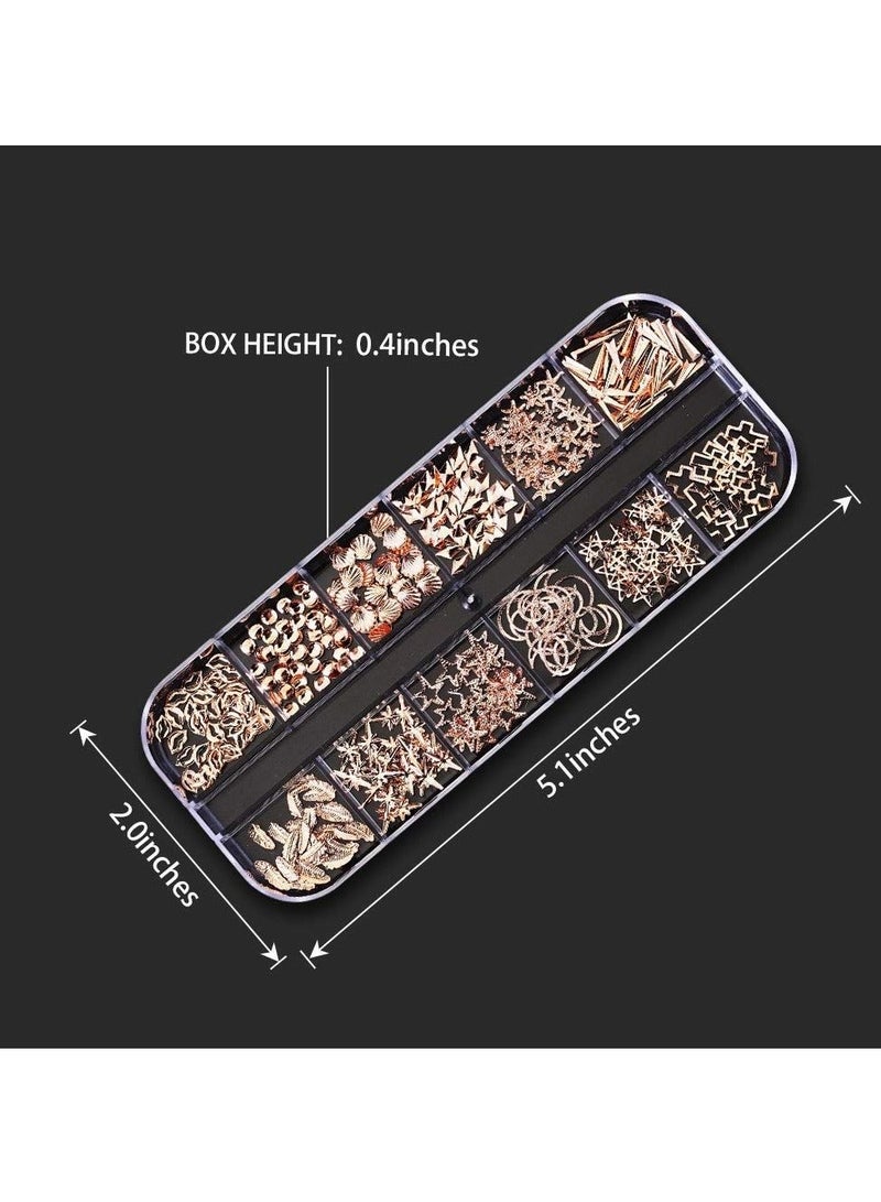 9 boxes Nail RhinestonesNail Gems DiamondsNail Art Studs Crystals Sequins for Nails Kit with 1 Tweezers and 3 Pen Supplies Accessories