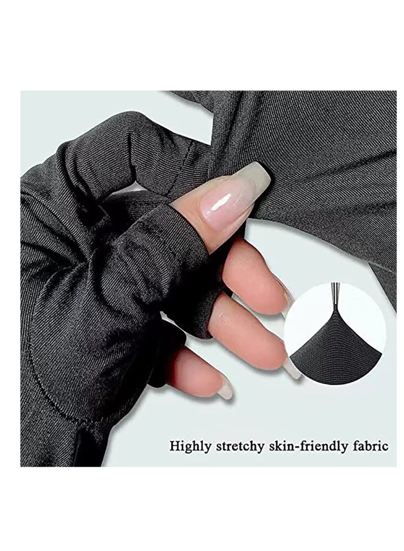 (2 Pairs) UV Protection Gloves for Gel Nail Lamp, Skin Care Anti Light Making Manicures, Fingerless Protecting Hands from Nails