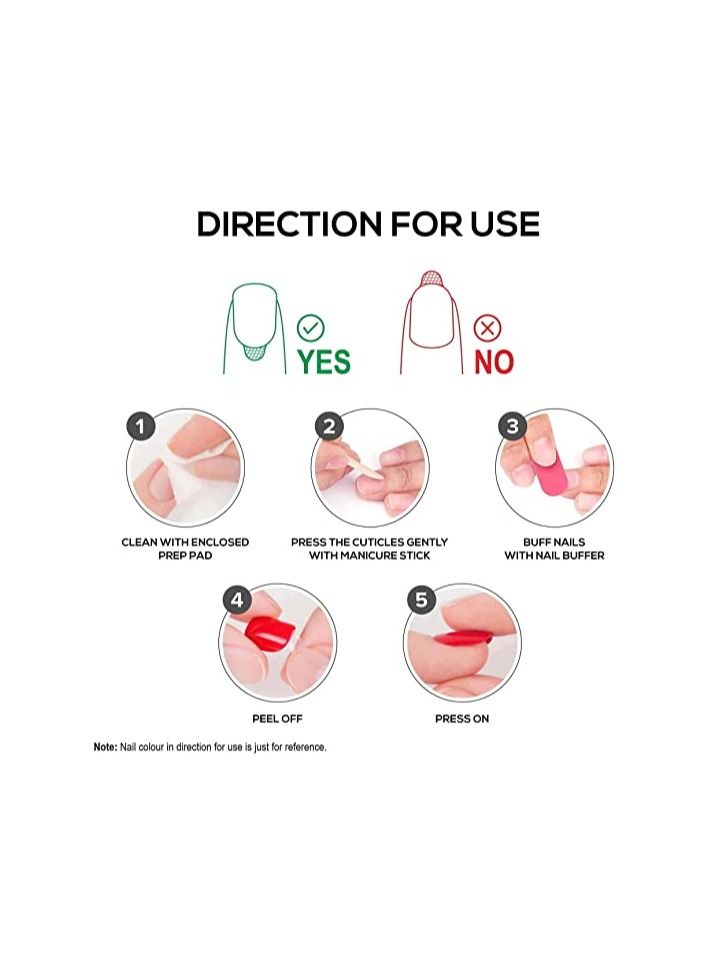 RENEE Long Stick On Nails, 24 Reusable Artificial Fake Almond Shape Nail Set