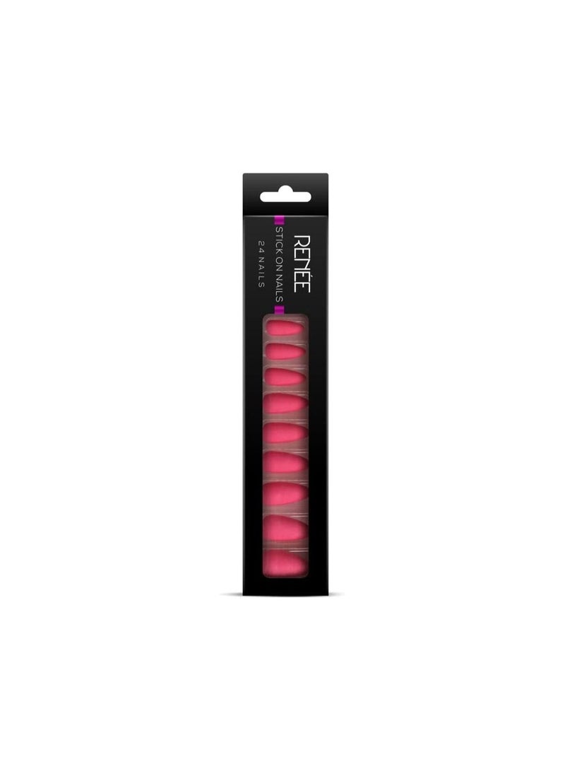 RENEE Long Stick On Nails, 24 Reusable Artificial Fake Almond Shape Nail Set