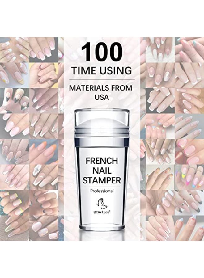 Ip Nail Stamp - Btartbox Nail Art Stamper With Silicone French Nail Stampers, Nail Scrapers And Replaceable Stamper Heads, 100-Time Using Soft Nail Stamper Kit Diy Nail Art Tools