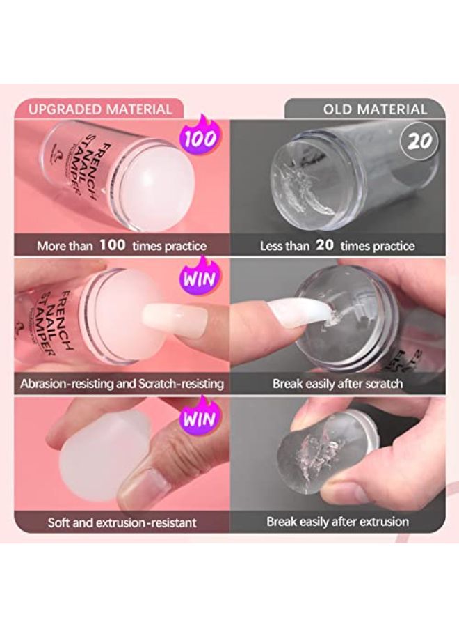 Ip Nail Stamp - Btartbox Nail Art Stamper With Silicone French Nail Stampers, Nail Scrapers And Replaceable Stamper Heads, 100-Time Using Soft Nail Stamper Kit Diy Nail Art Tools