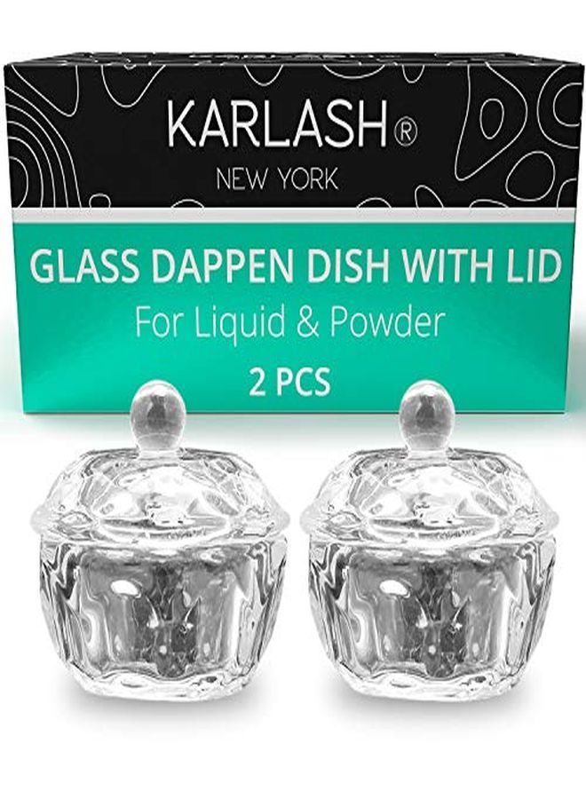 Nail Art Acrylic Liquid Powder Dappen Dish With Lid Clear Glass Crystal Cup Glassware Tools Glass Dappen Dish Nail Crystal Bowl Glass? (Pack Of 2)