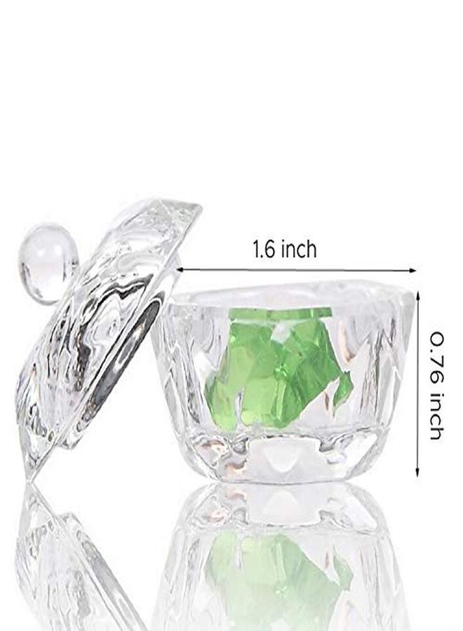 Nail Art Acrylic Liquid Powder Dappen Dish With Lid Clear Glass Crystal Cup Glassware Tools Glass Dappen Dish Nail Crystal Bowl Glass? (Pack Of 2)