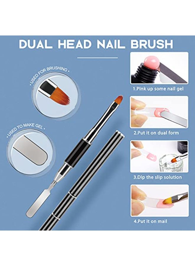 Slip Solution Poly Gel 2.5Oz Nail Extension Gel Slip Solution Anti-Stick Gel Solution Liquid With Brush Nail Tips Clips Crystal Cup For Poly Nail Gel Nail Art Kit Easy Diy