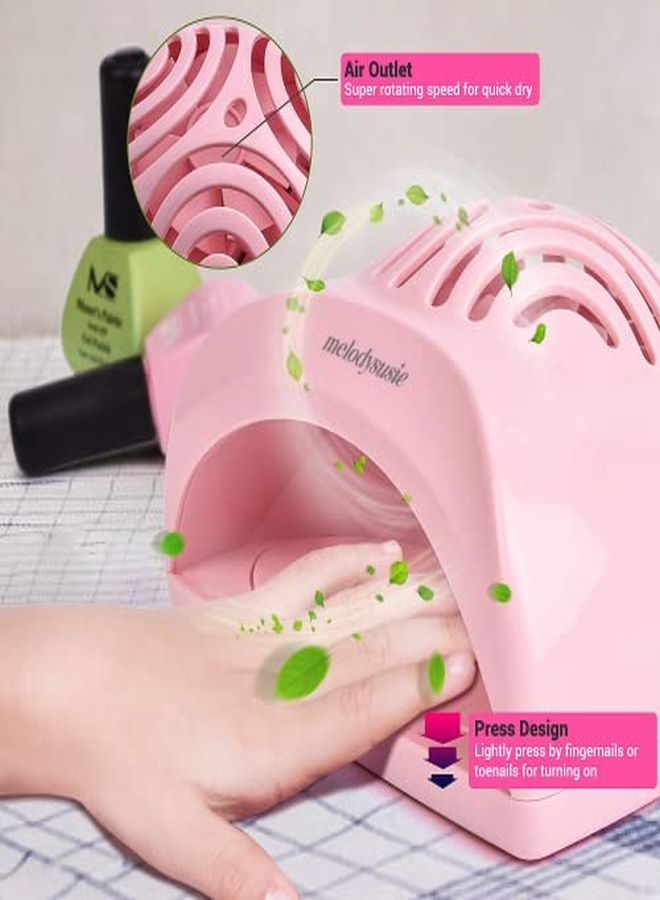 Portable Kids Nail Dryer Mini Nail Fan Quick Dry For Regular Nail Polish Safe For Hands Skin Children'S Gift Great Gift For Girls.