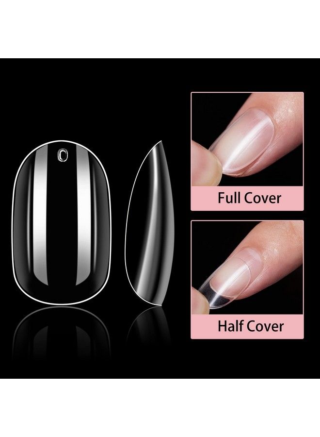 Short Oval Nails 500Pcs Press On Nails Soak Off Nail Tips Full Cover Clear False Nails Acrylic Nails Fake Nails 10 Sizes For Nail Salons And Diy Nail Art