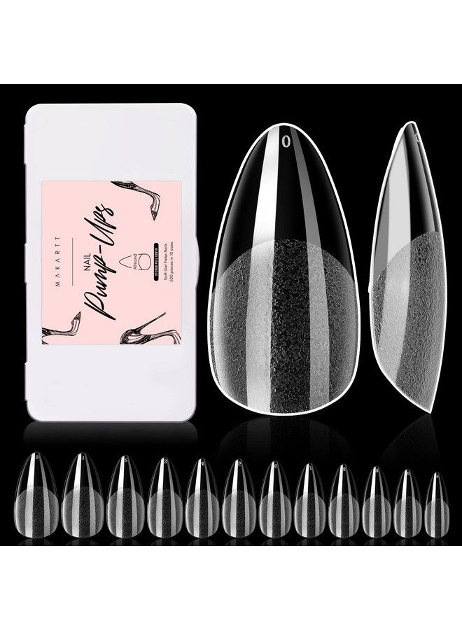 504Pcs Soft Gel Nails Prebuff Full Cover Gelly Tips Almond Clear Nail Tips Press On Nails Matte Fake Nails Stiletto Acrylic Nails 12 Sizes No Crease Supplies For Home Salons Diy Nail Art