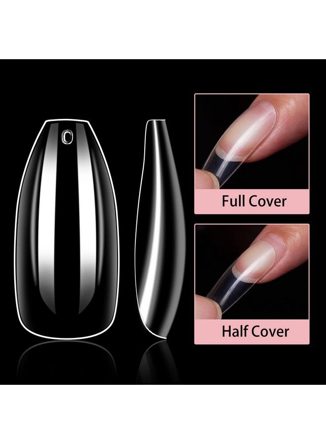 Coffin Nail Tips Kit 500Pcs Clear Fake Nail Tips 4Pcs Nail Glue For Acrylic Nails Set Press On Nails False Nails Soak Off Nail Tips And Glue Full Cover Nails 1Pc Nail File Nails Art For Women