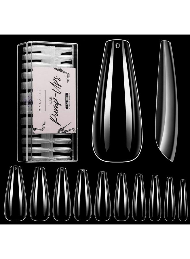 Coffin Nail Tips 500Pcs Press On Nails Long Ballerina Nails Clear Acrylic Nails Soak Off Nail Tips Full Cover False Nail Tips Fake Nails Artificial Nails 10 Sizes A02