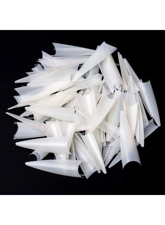 500Pcs Acrylic Medium Long Stiletto Nail Tips Easy Coffin Nails Sharp False Nail Art Tips For Nails Salon (Natural)