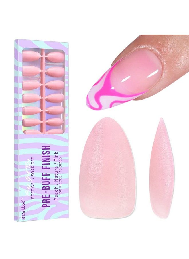 Almond Nail Tips Fake Nails Btartbox Gel Nails Full Matte Unltra Fit 2 In 1 Xcoat Tips With Tip Primer Cover 15 Sizes No Need File Preshaped Press On False Nails Soak Off Nail Extensions 150Pcs