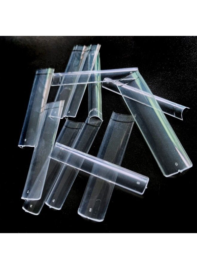 600Pcs Xxxl Clear Nail Tips Extra Long 3Xl Half Cover Straight Square Fake Nails No C Curve Professional Acrylic False Nail Tips For Salons & Home Diy 12 Sizes