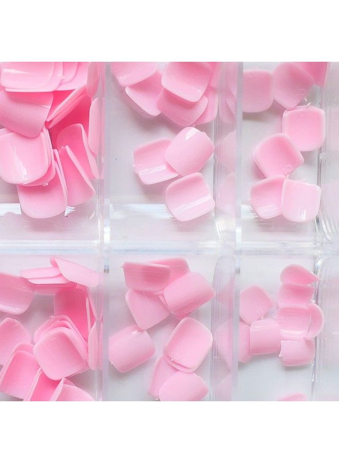 False Toe Nails Glossy Solid Color Square Short Full Cover 120Pcs Fake Toenails Acrylic Nail Tips For Women Girls (Pink)