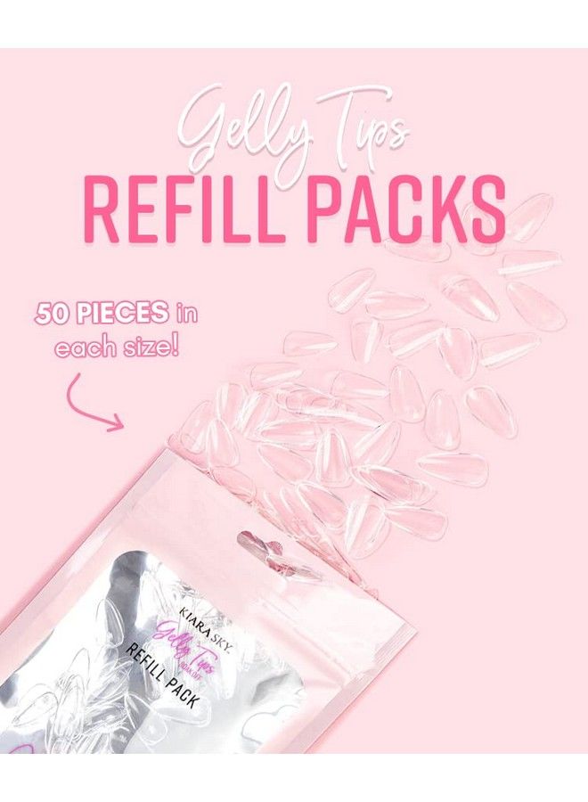 Gelly Tips Refill Packs Soak Off Soft Gels Almond Shape (Short Length) (Sizes 0 1 2)