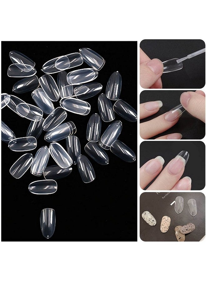 Short Oval False Nails 500Pcs 10Sizes Full Cover Acrylic Nail Tips For Art Nail Design (Clear)