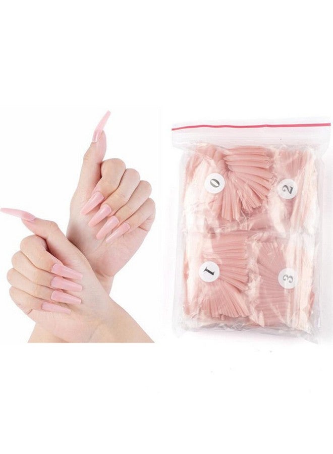 500Pc Nude Pink Press On Coffin Nails Painted Acrylic Nail Art Tips Artificial Fingernails False Nails Full Cover Party Manicure Design Decor For Women Girls