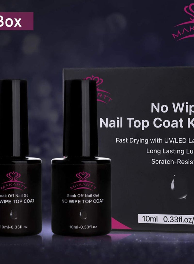 Pack Of 2 Soak Off Nail Gel No Wipe Top Cot Clear