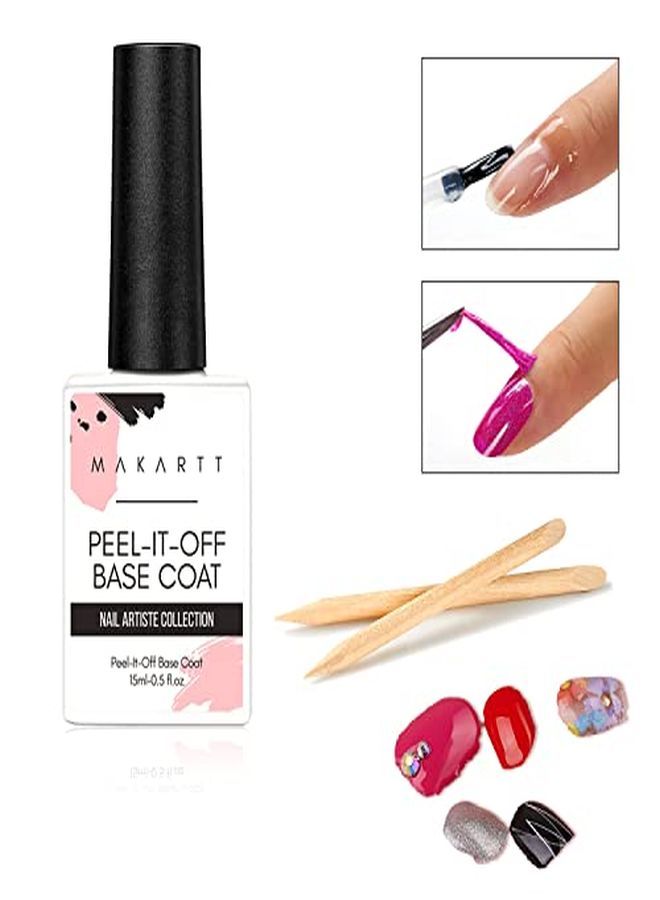 Peel Off Base Coat, 15Ml Uv Gel Base Coat Nail Polish Peelable Base Gel For Takeoff Peelable Removal Peely Base For Nail Practice Beginners, Easy Gel Polish Removal No Soaking Filing Required