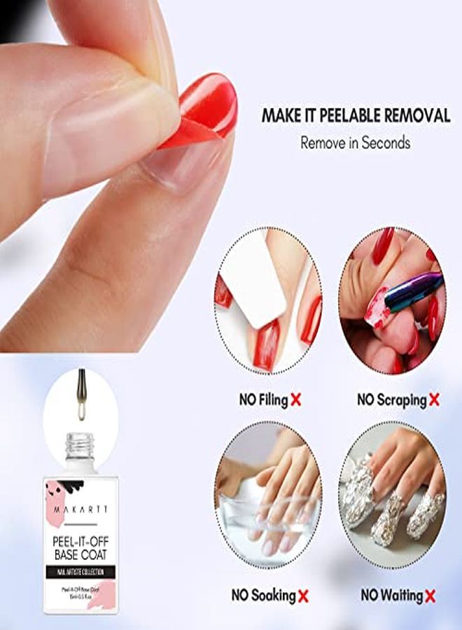 Peel Off Base Coat, 15Ml Uv Gel Base Coat Nail Polish Peelable Base Gel For Takeoff Peelable Removal Peely Base For Nail Practice Beginners, Easy Gel Polish Removal No Soaking Filing Required