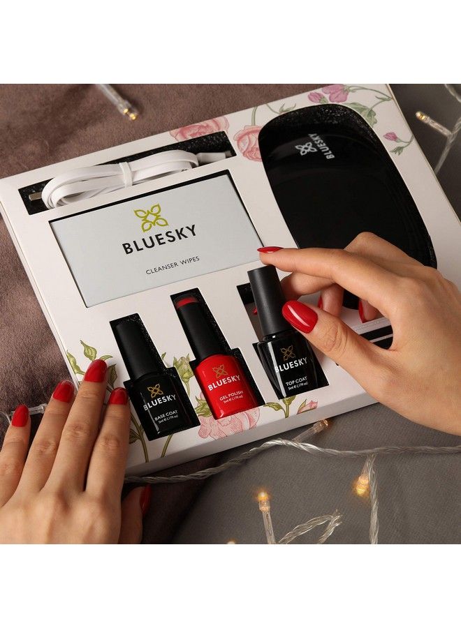 Gel Nail Kit With Mini Uv Led Lamp D160 Pillar Box Red Gel Polish Base And Top Coat Set Nail File Buffer Cleanser Wipes