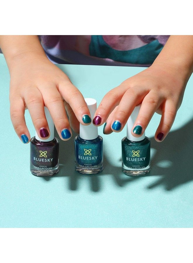 Kids Nail Varnish Set Cosmic Space Collection. Greenpurpleblue. Easy Peeloffnontoxicwater Basedodourfree Polish Forgift3 X 5Ml Stickerskidscosmicspacecosmic Space Trio