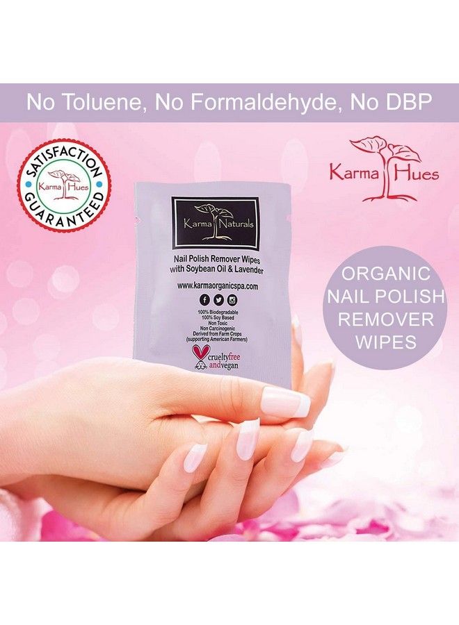 Natural Nail Polish Remover Wipes With Soybean And Lavender Oil 100% Soy Based Nontoxic Vegan Crueltyfree Pack Of 10