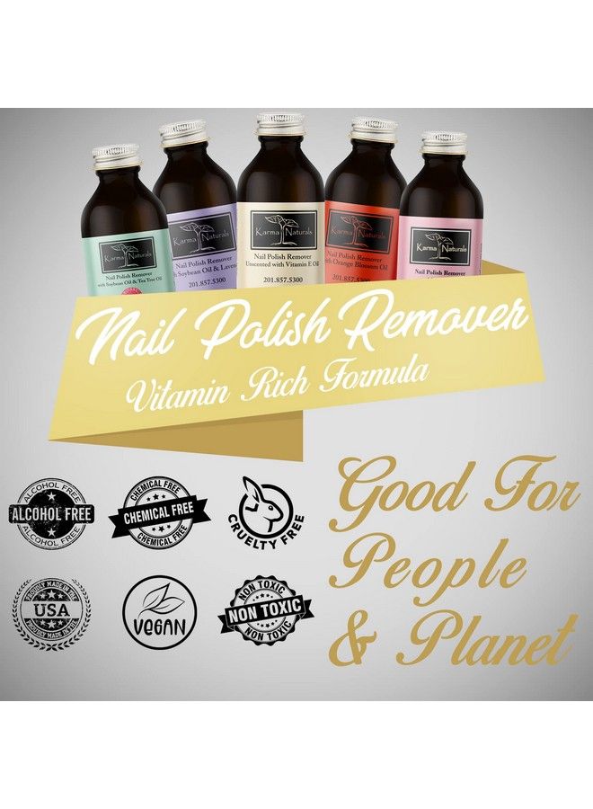 Natural Nail Polish Remover Unscented With Vitamin E Oil Non Toxic Vegan Cruelty Free Acetone Free Nails Strengthener For Fingernails 4 Fl. Oz.