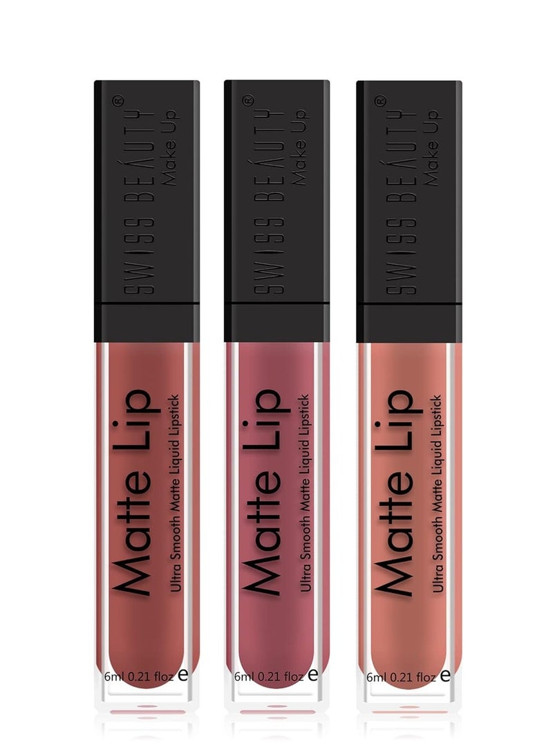 Swiss Beauty Truly Matte Liquid Lipstick Set of 3