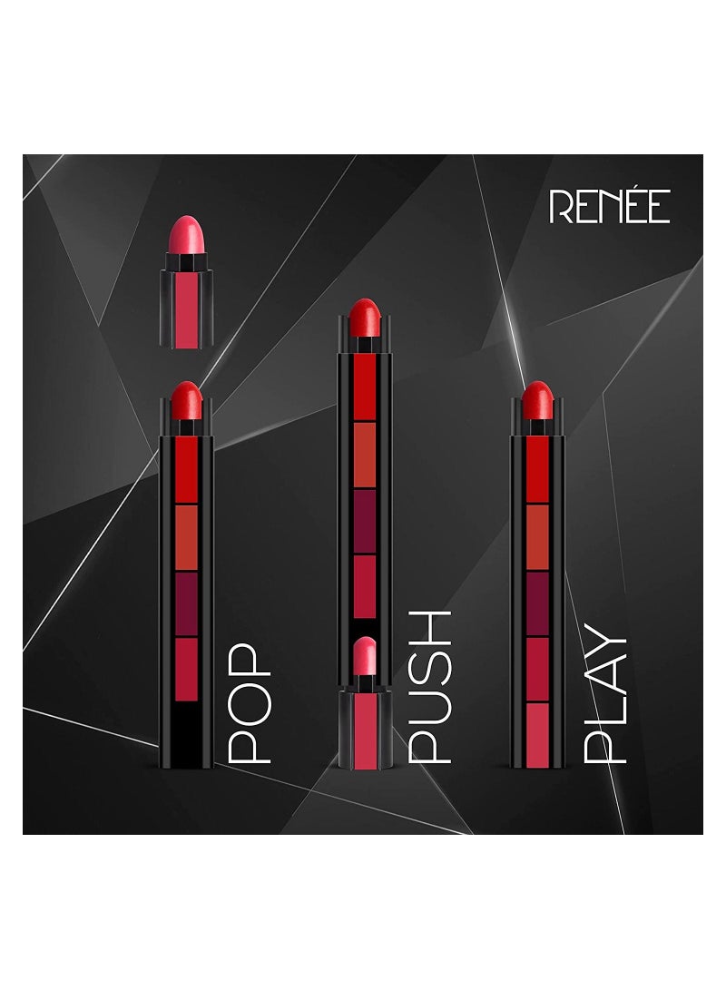 5 In 1 Lipstick 7.5gm Long Lasting Matte Finish Five Shades In One Intense Color Payoff Lip Color With Moisturizing Benefits