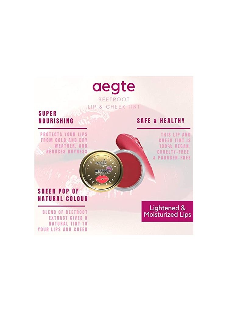 aegte Organics Beetroot Lip & Cheek Tint All-Natural Lip Balm (Real Beetroot & Tomato Extracts, 15 Gm)