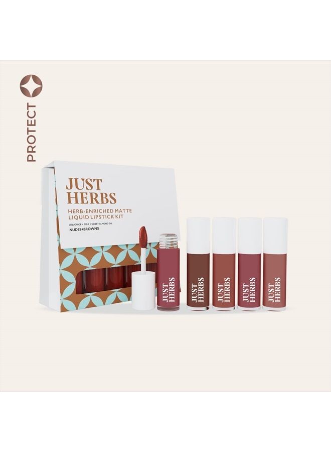 Organic Liquid Lipstick Kit Set of 5, Hydrating & Lightweight Lip Color - Paraben & Silicon Free - 1.6 fl oz. (Nudes & Browns)