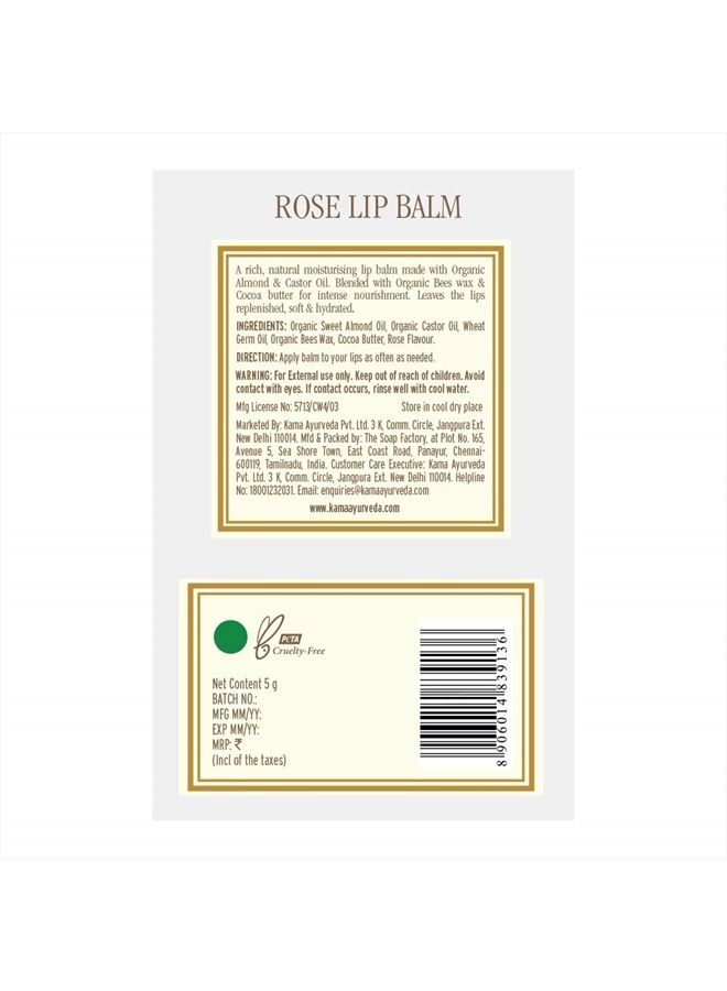 Kama Ayurveda Rose Lip Balm, 5g