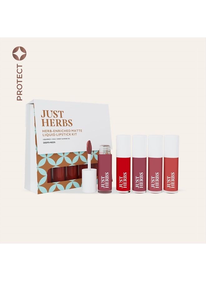 Organic Liquid Lipstick Kit Set of 5, Hydrating & Lightweight Lip Color - Paraben & Silicon Free - 1.6 fl oz. (Deeps & Reds)