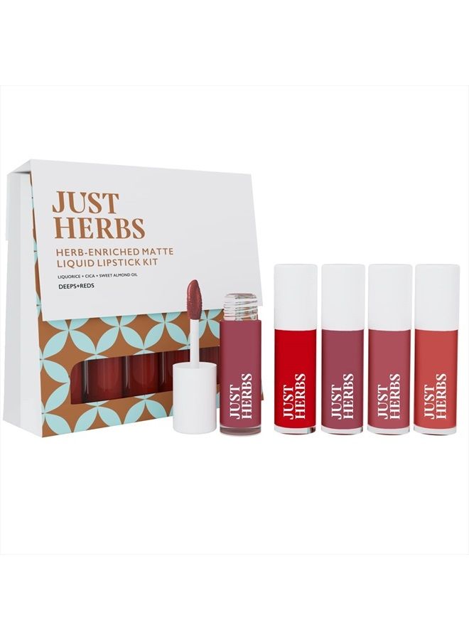 Organic Liquid Lipstick Kit Set of 5, Hydrating & Lightweight Lip Color - Paraben & Silicon Free - 1.6 fl oz. (Deeps & Reds)