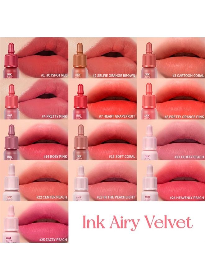 Ink Airy Velvet Lip Tint, Liquid Lip (0.14 fl oz, 022 CENTER PEACH)