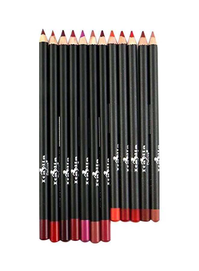 12-Piece Ultra Fine Lip Liner Set Multicolour