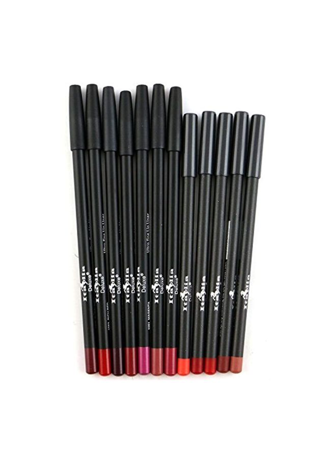 12-Piece Ultra Fine Lip Liner Set Multicolour