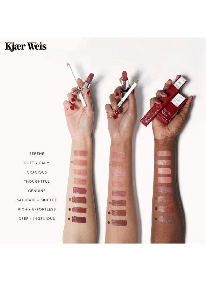 Kjaer Weis Lip Pencil. Dark Brown Lip Liner Pencil With Soft Matte Finish And Creamy Texture For Long Lasting Smudge Proof Wear. Cruelty Free Clean Makeup (Deep Iconic)