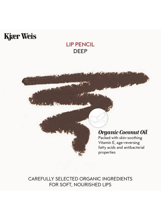 Kjaer Weis Lip Pencil. Dark Brown Lip Liner Pencil With Soft Matte Finish And Creamy Texture For Long Lasting Smudge Proof Wear. Cruelty Free Clean Makeup (Deep Iconic)