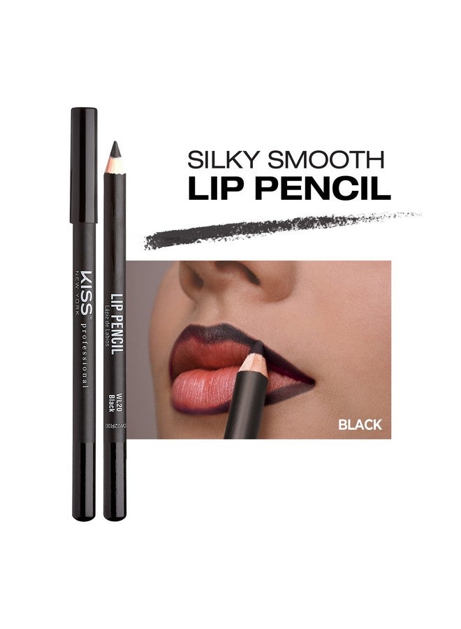 Professional Slim Lip Pencil Creamy Soft Lip Liner Smooth Longlasting Rich Lip Color Natural Lip Makeup Waterresistant Lip Crayon (Black)