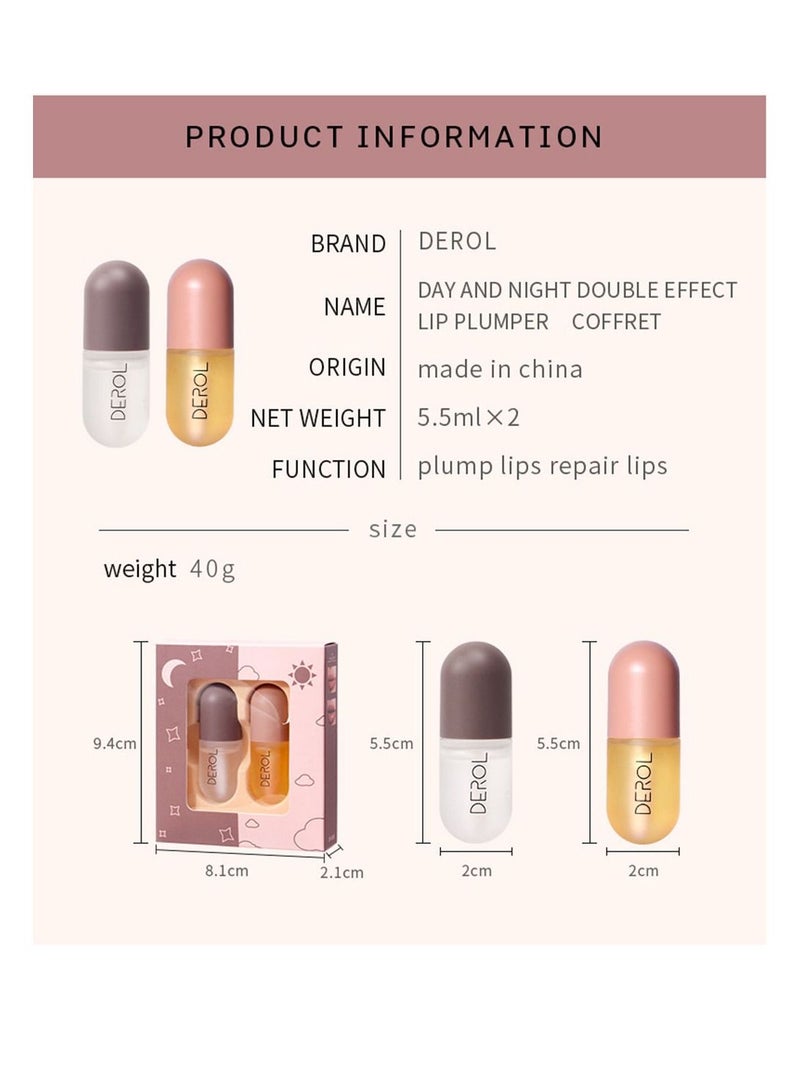 2 Pcs Lip Plumper Day And Night Double Effect Coffret Set