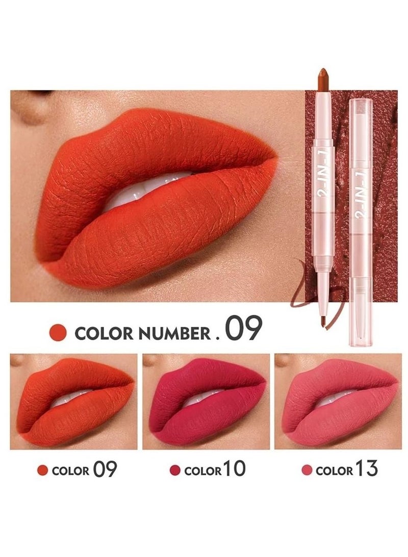 Lip Liner and Lipstick Set 6 Pcs Long Lasting Double Ended Lipstick Set