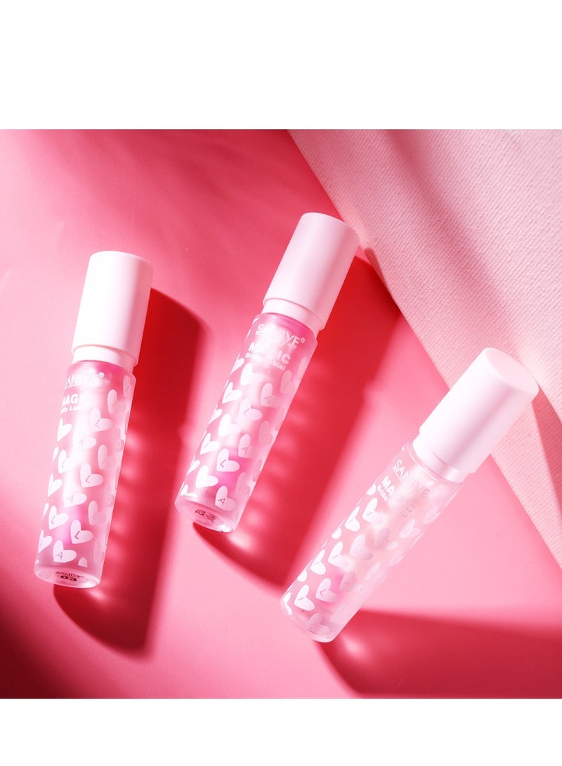 3Pcs Color Changing Hydrating Lip Oil Set, Pink Magic Mood Liquid Lipstick, High-Shine Clear Temperature Color Change Lip Stain Lip Balm, Long Lasting Nutritious Natural PH Color Change Lip