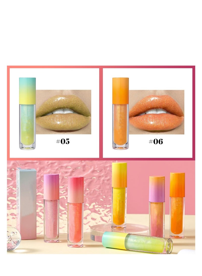 6 PCS Long Lasting Lip Oil Light Lipgloss Set, Glitter Liquid Lip Gloss, Non Sticky, Hydrating Lip Oils With a High Shine Glossy Finish