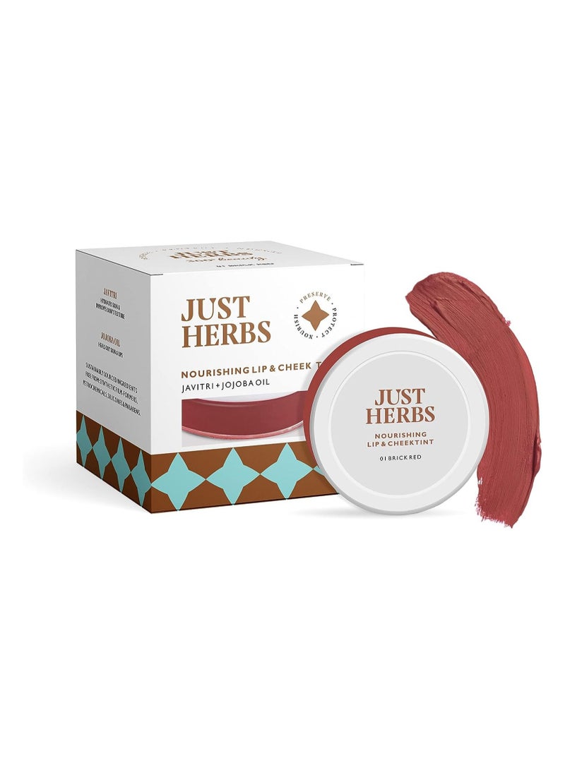 Just Herbs Ayurvedic Natural Lip and Cheek Tint Blush 01 Brick Red Creamy Matte